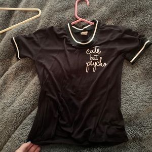 Rue 21 Size XS Black “Cute but Psycho” Cropped Tee